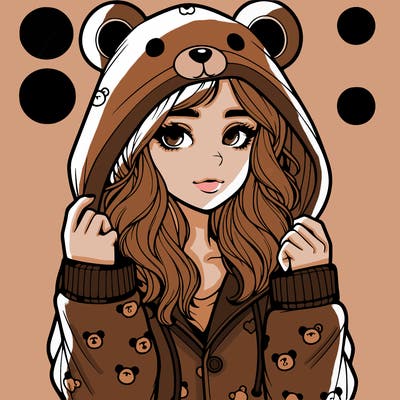realistic girl in a animal pjs hoodie