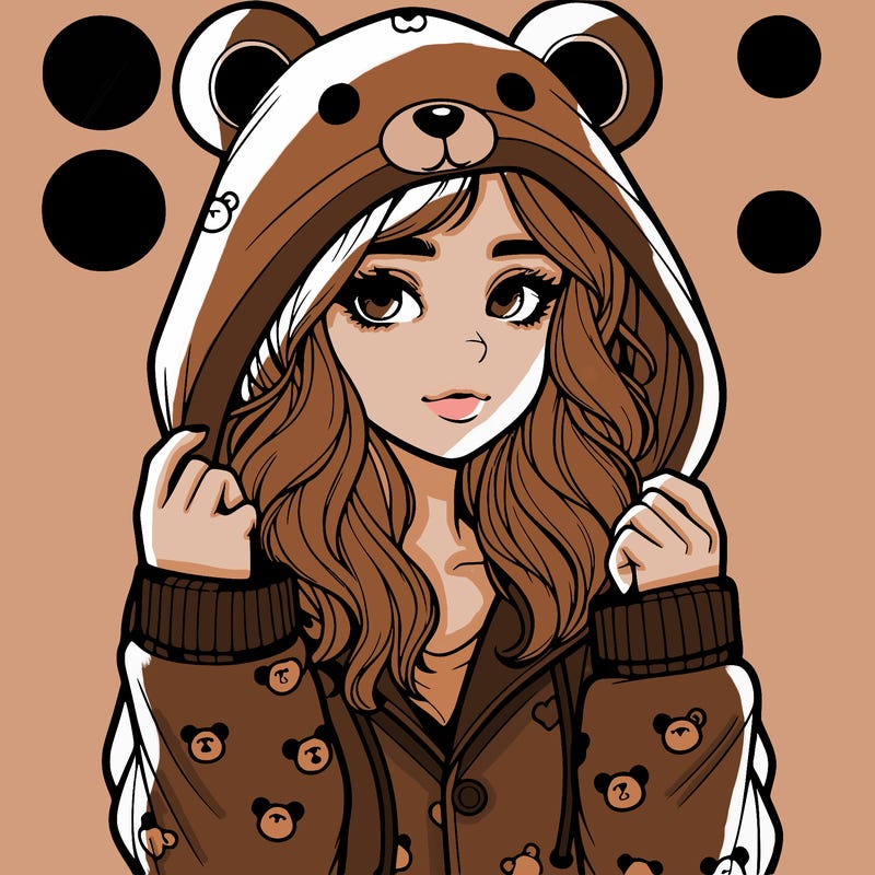 realistic girl in a animal pjs hoodie