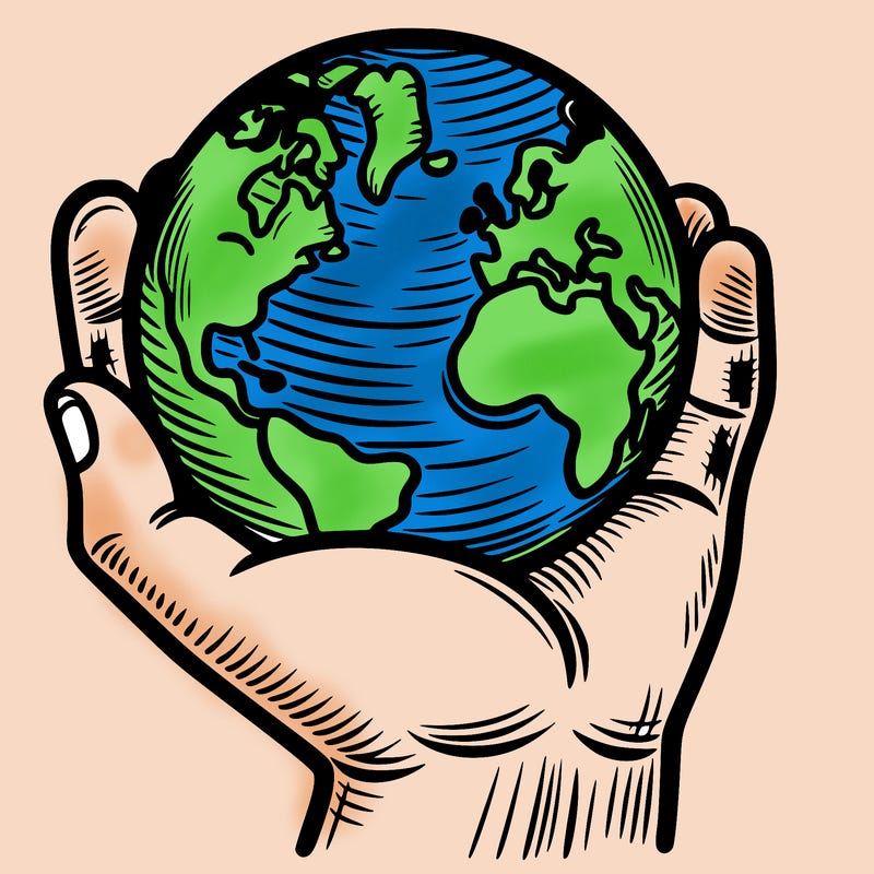 hand holding earth