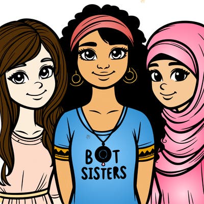 three sisters with a best sisters necklace