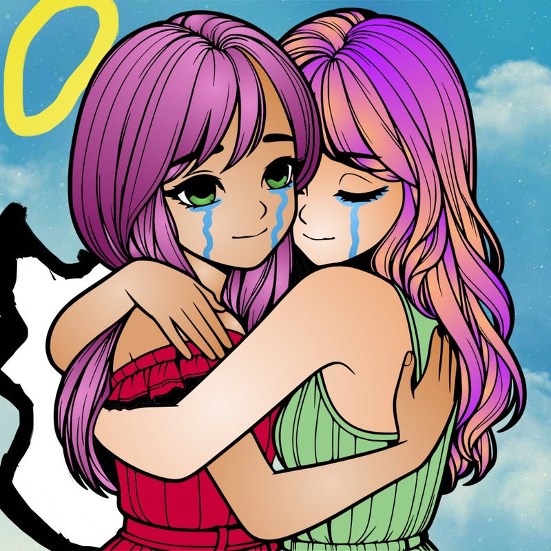 realistic girls hugging