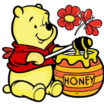 pooh bear in honey pot