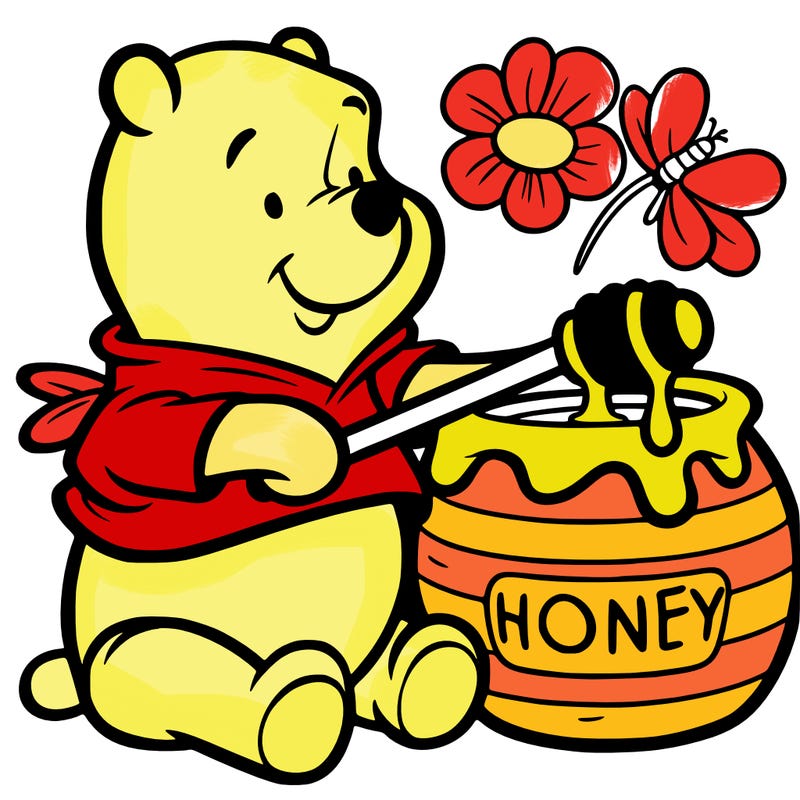 pooh bear in honey pot
