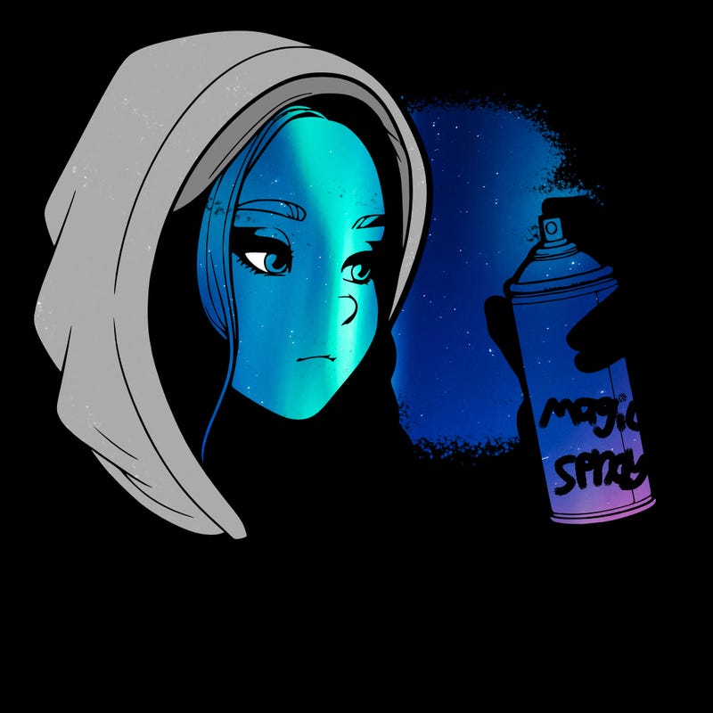 a realistic girl, spray painting