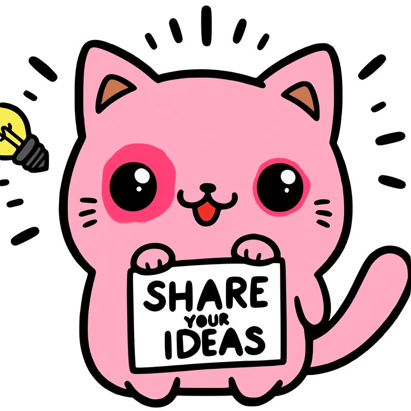 a cute cat saying share your ideas