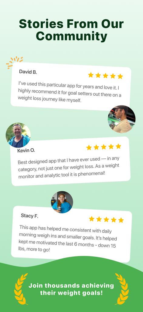 Community reviews and success stories for WTrack weight tracker app