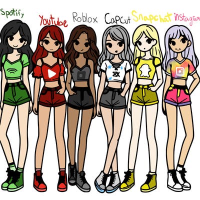 a group of girls wearing crop tops and shorts