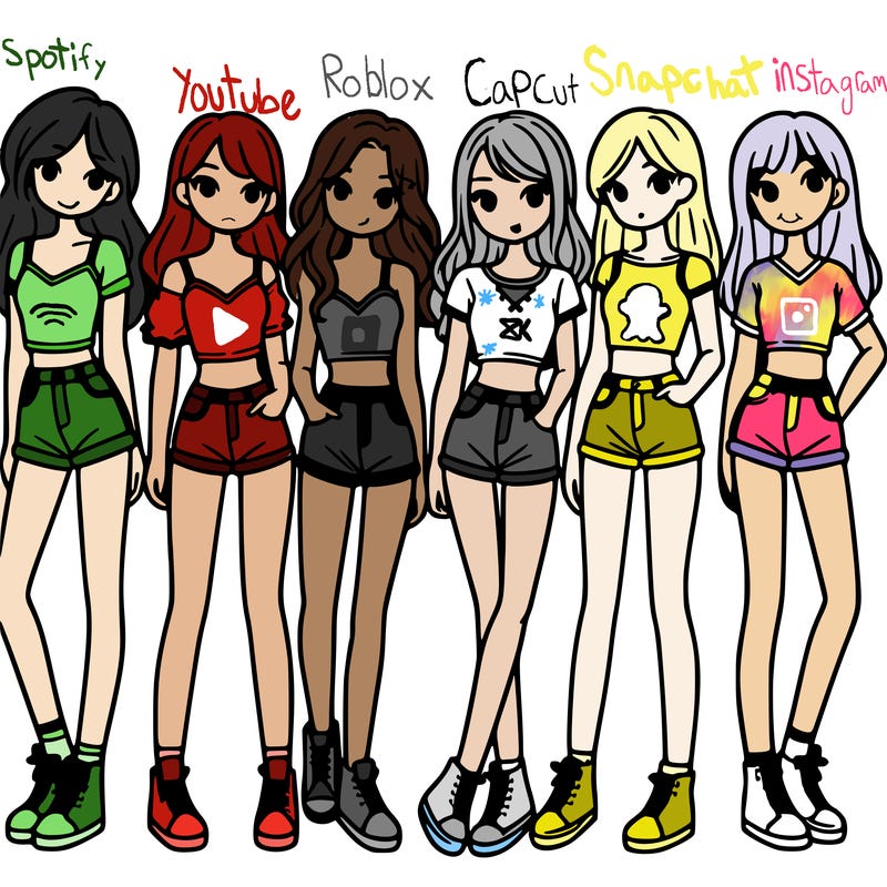 a group of girls wearing crop tops and shorts