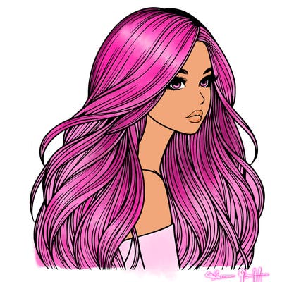 realistic girl with long realistic hair