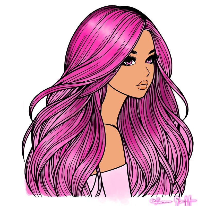 realistic girl with long realistic hair