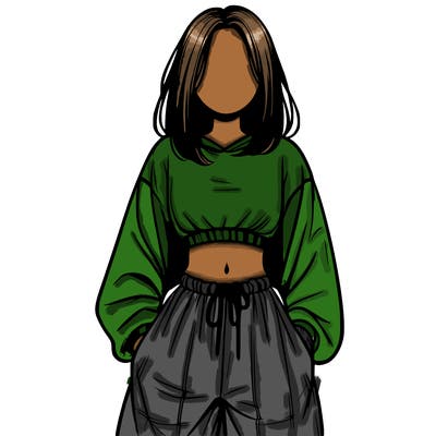 realistic girl faceless with baggy pants and a crop top