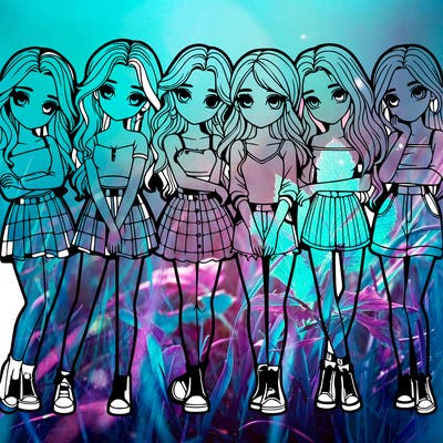 a group of girls realistic