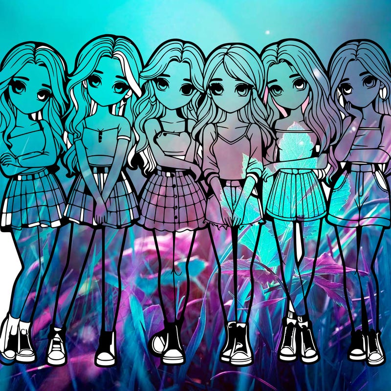 a group of girls realistic