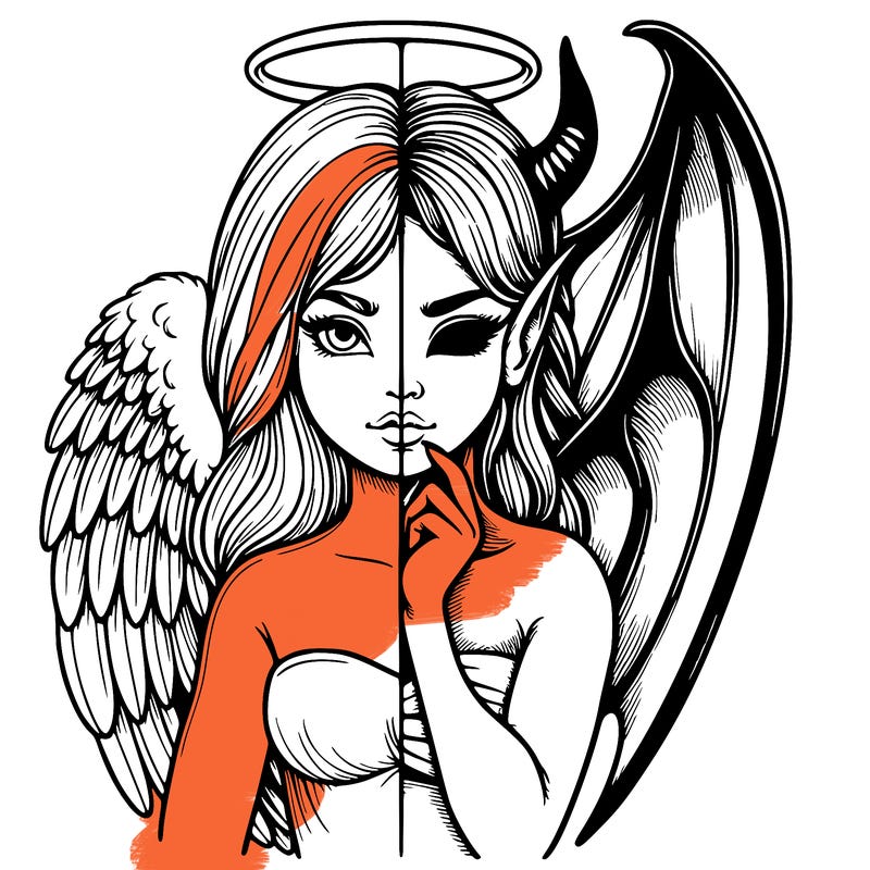 realistic angel half demon