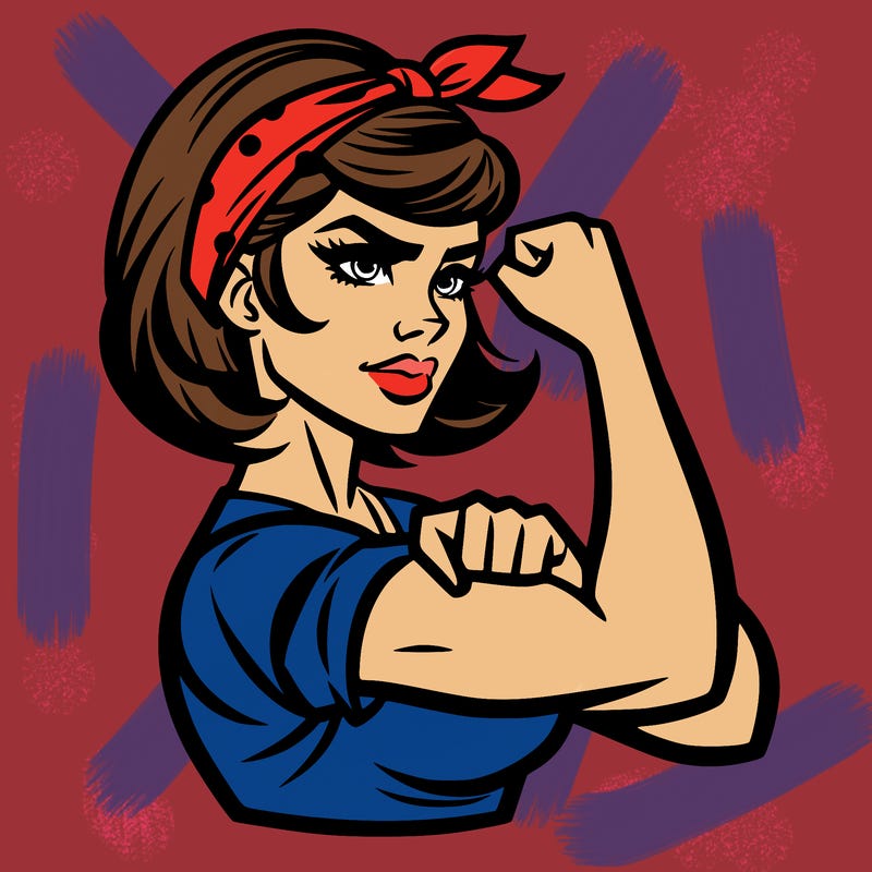 strong woman with a 60s american ad style