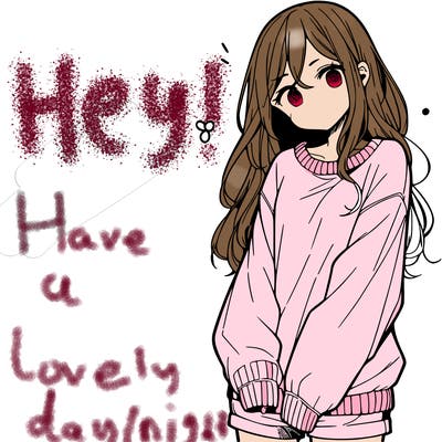 manga teen girl  in a sweater and baggy pants