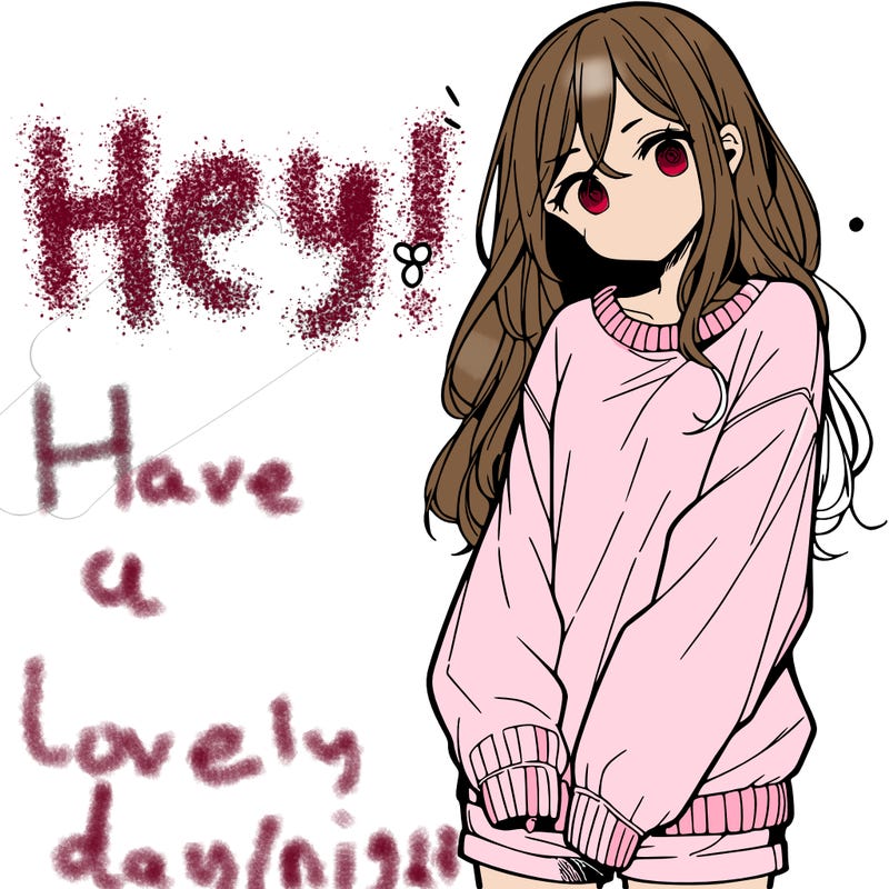 manga teen girl  in a sweater and baggy pants
