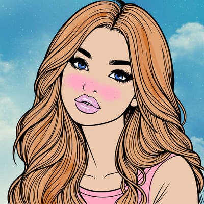 realistic girl with hair on her hair and lips