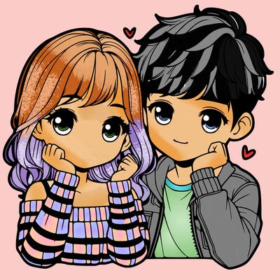 realistic cute couple