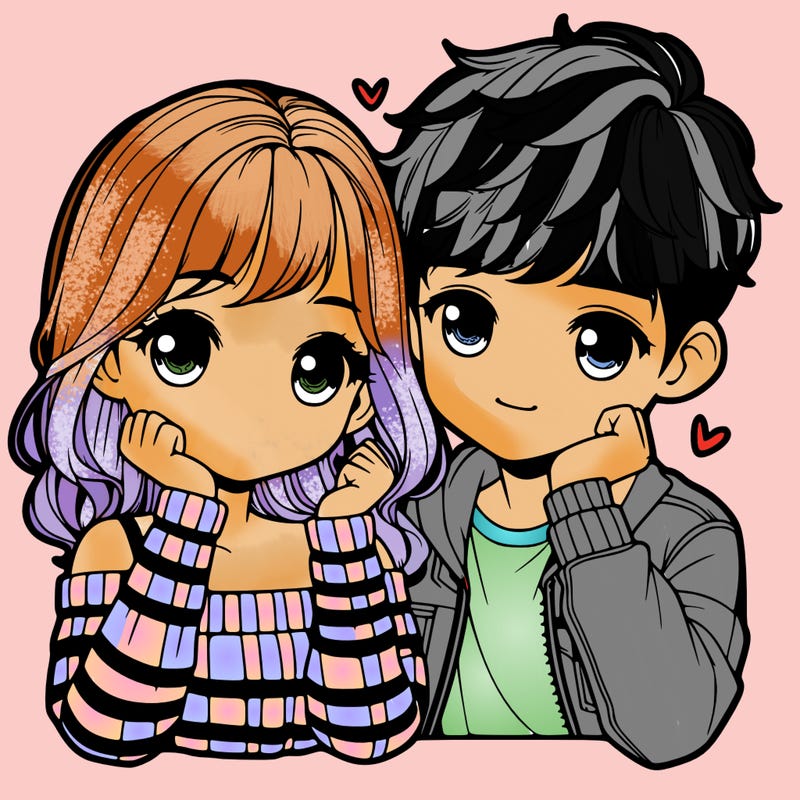 realistic cute couple