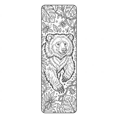 Dive into the wild with this captivating sloth bear bookmark coloring page. Featuring a detailed illustration of a shaggy sloth bear amidst tropical foliage, it's a perfect blend of nature and creativity.