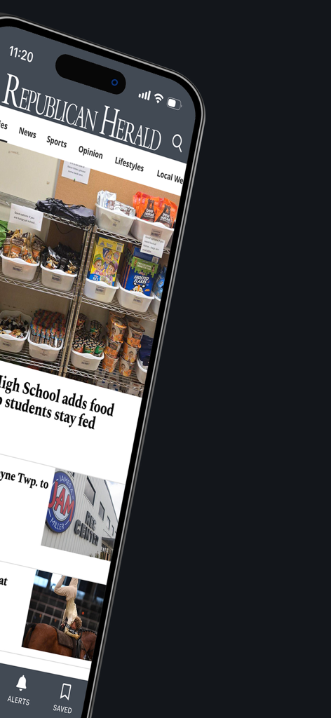 Pottsville Republican Herald app news feed showing local community stories