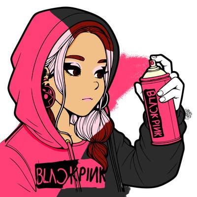 a realistic girl, spray painting