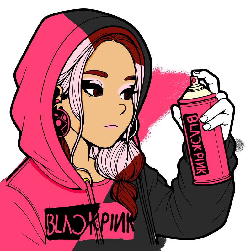 a realistic girl, spray painting