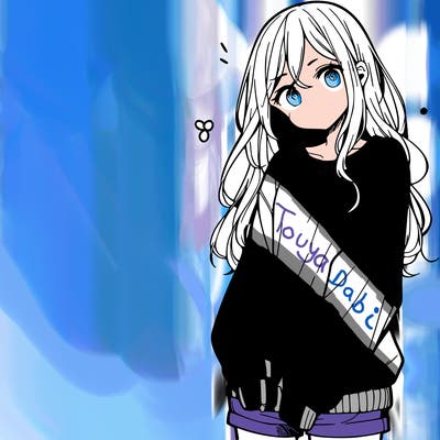 manga teen girl  in a sweater and baggy pants