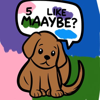 a puppy that says 5 like maybe