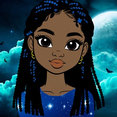 a realistic black girl with braids