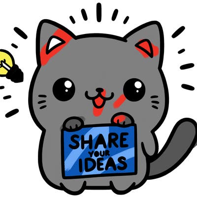 a cute cat saying share your ideas