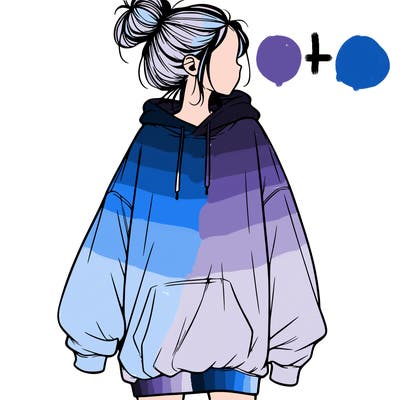 realistic girl with a oversized sweatshirt on and a bun