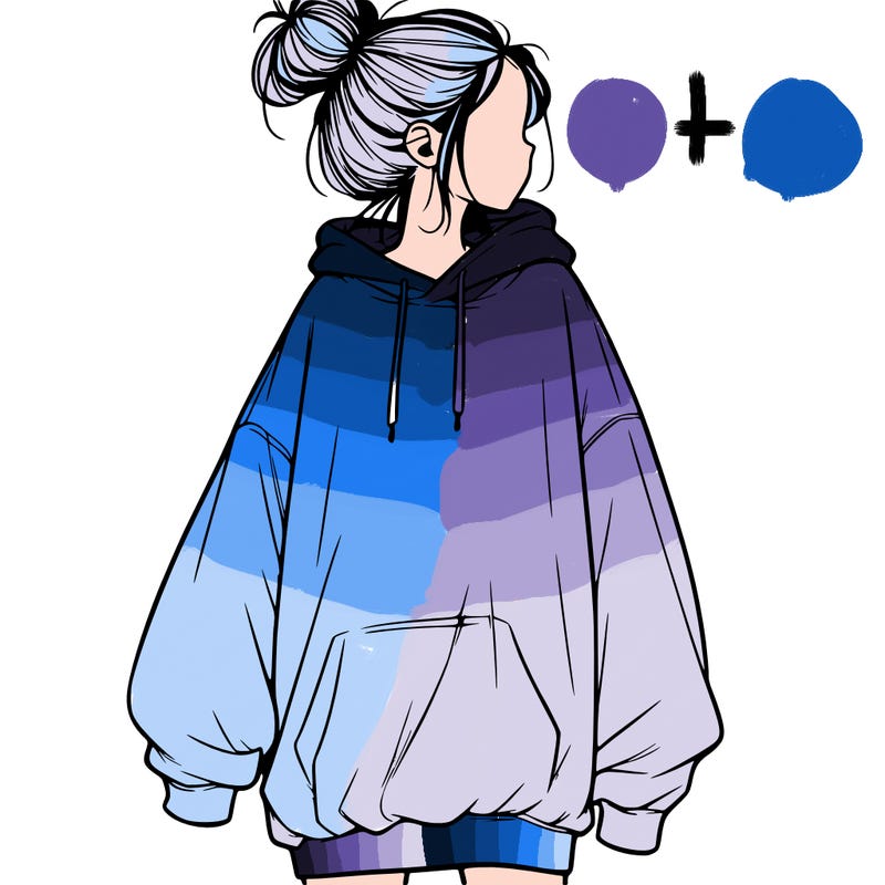 realistic girl with a oversized sweatshirt on and a bun