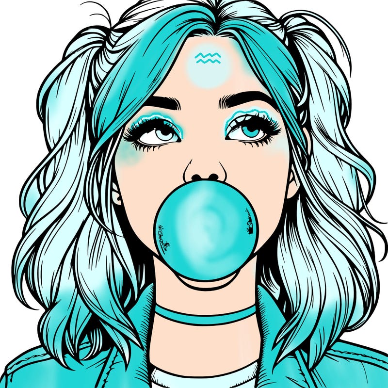 realististic girl blowing bubble -gum