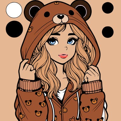 realistic girl in a animal pjs hoodie