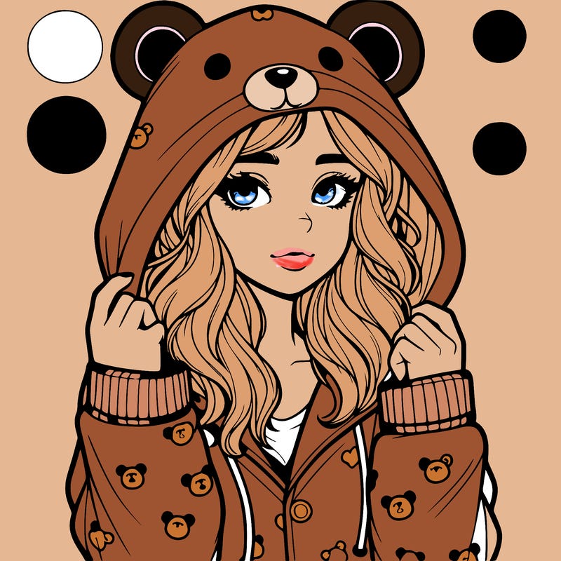 realistic girl in a animal pjs hoodie