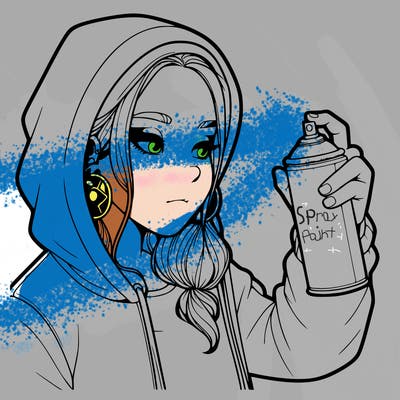 a realistic girl, spray painting