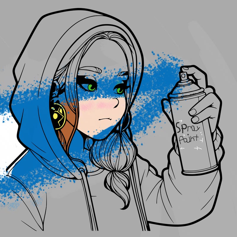 a realistic girl, spray painting