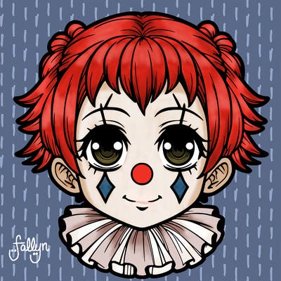 realistic cute manga clown
