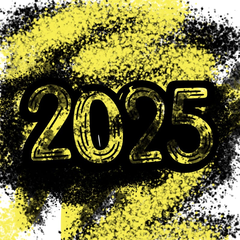 one line scrawled numbers sketch design “2025”