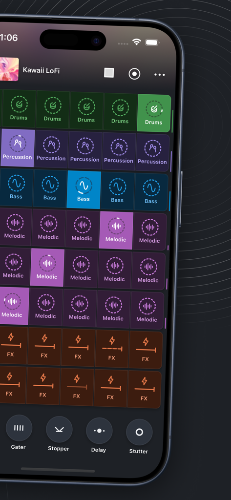 Launchpad - Music & Beat Maker - Launchpad app music creation grid and DJ effects on a smartphone screen