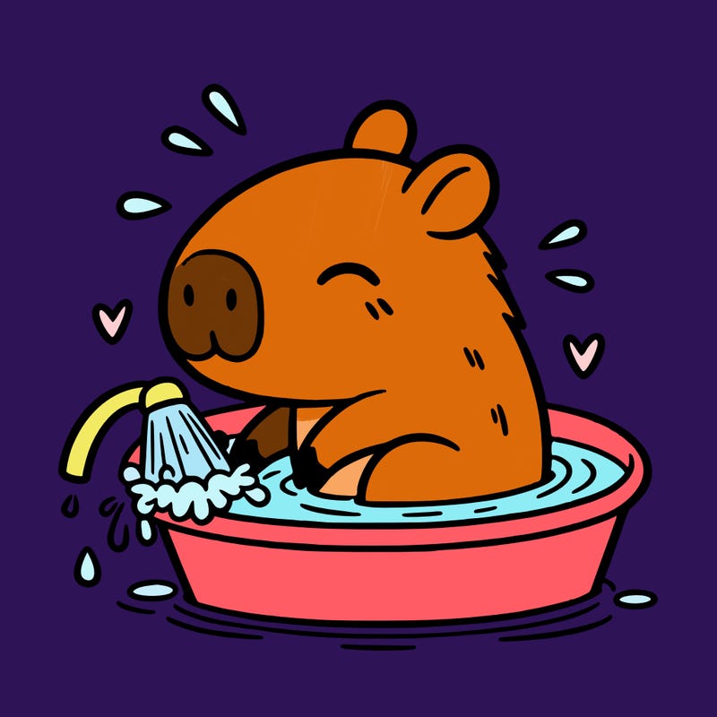 capybara taking a bath
