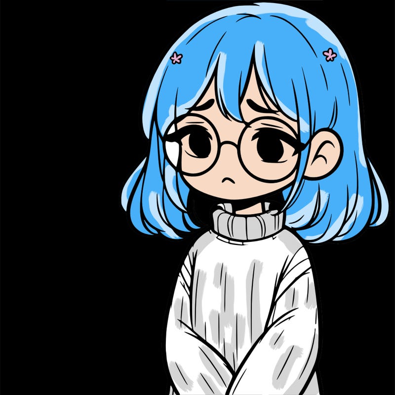 sad girl with glasses in a sweater