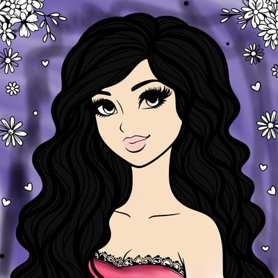 pretty woman with long wavy hair