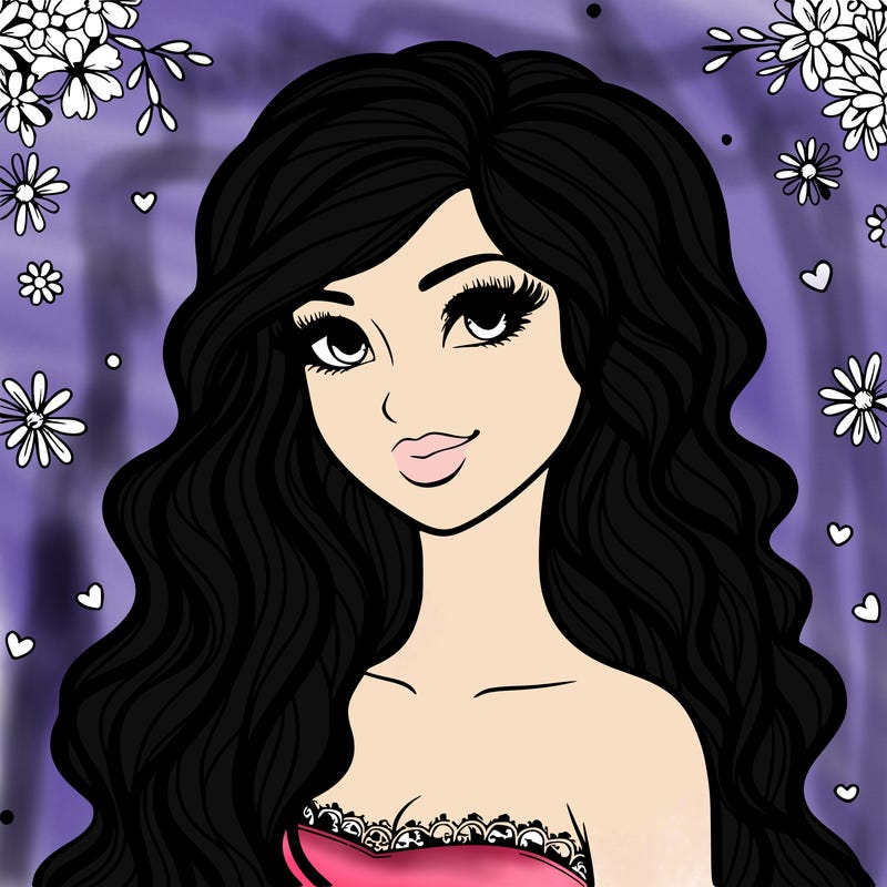 pretty woman with long wavy hair