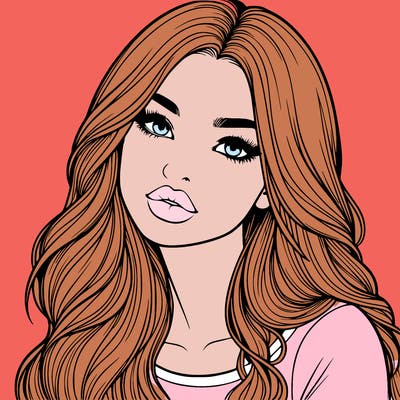 realistic girl with hair on her hair and lips