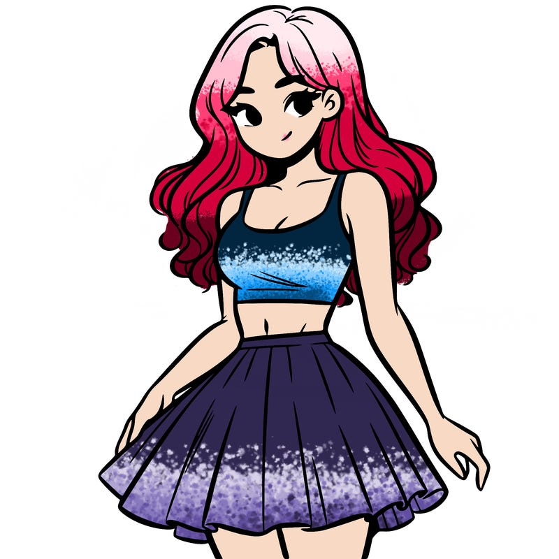 woman in a skirt and crop top