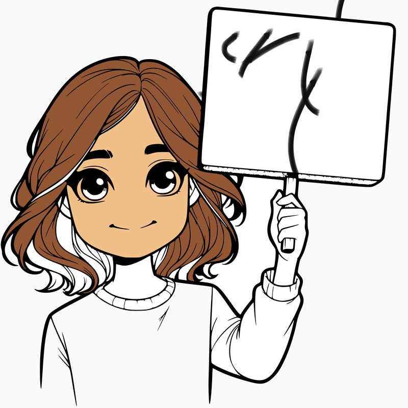 realistic girl holding up a sign