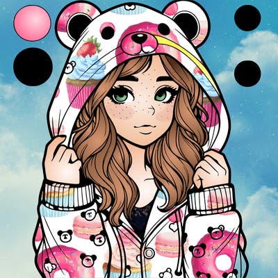 realistic girl in a animal pjs hoodie